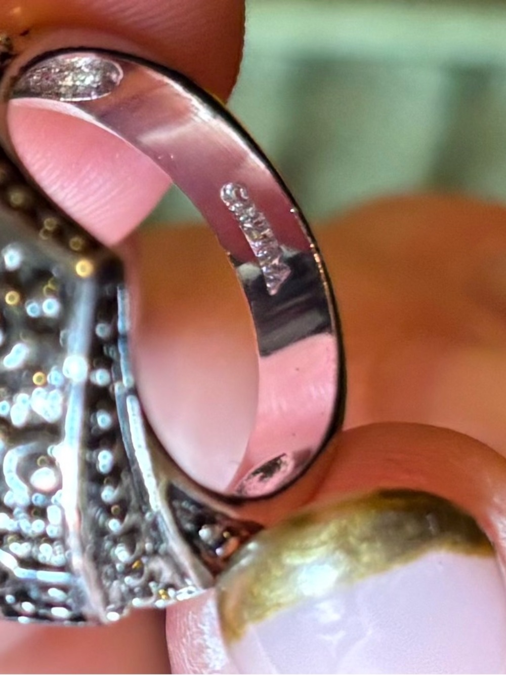 Vintage Geometric Pink Tourmaline Bezel Statement Ring - Picture 5 of 5